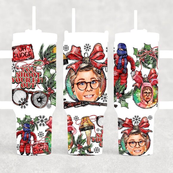 40oz Whimsical Christmas Story theme insulated tumbler with sliding lid /straw - Picture 1 of 1